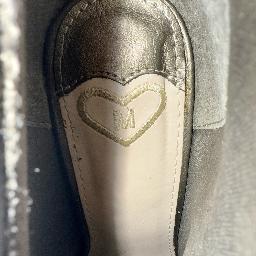 Madeline Breathe Easy Metallic Light Pewter Peep-Toe Heel Booties - Picture 6 of 14
